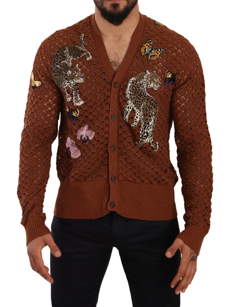 Brown Leopard Butterfly Cardigan Sweater