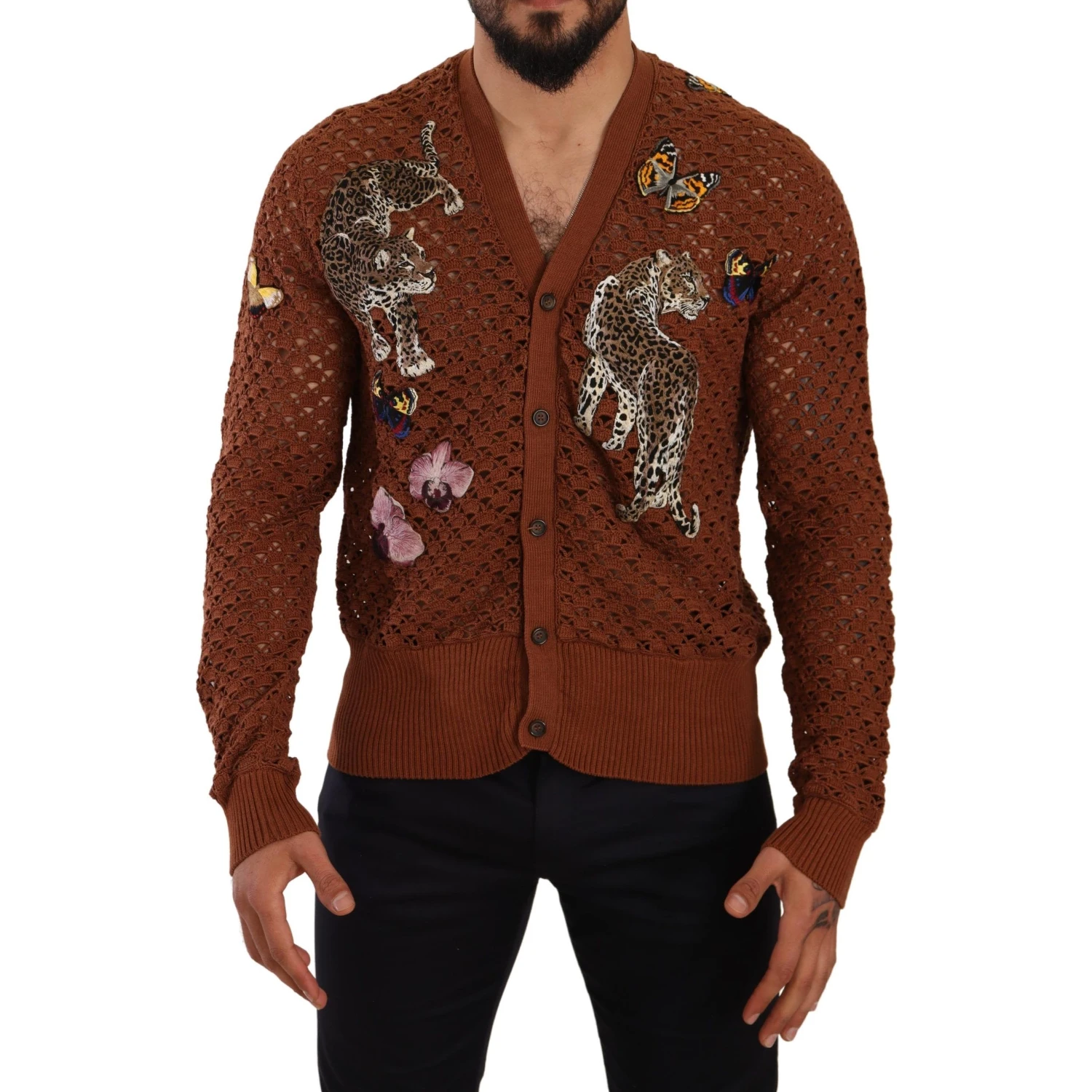Brown Leopard Butterfly Cardigan Sweater