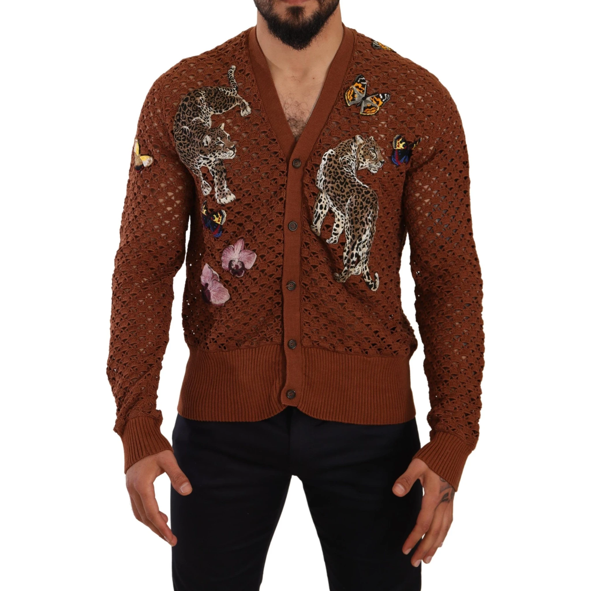 Brown Leopard Butterfly Cardigan Sweater