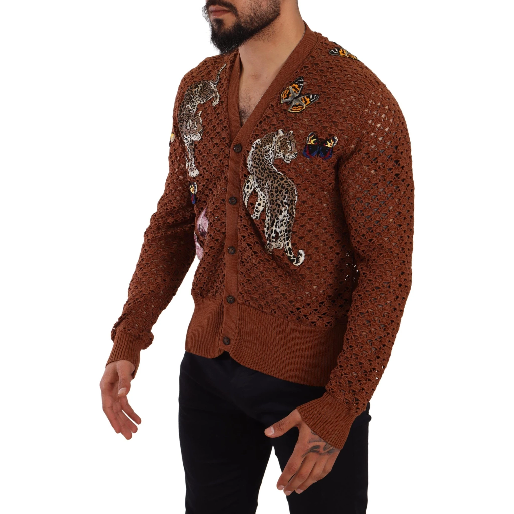 Brown Leopard Butterfly Cardigan Sweater