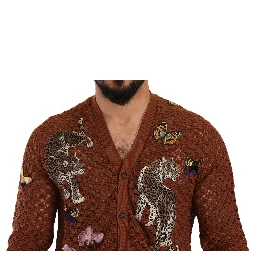 Brown Leopard Butterfly Cardigan Sweater