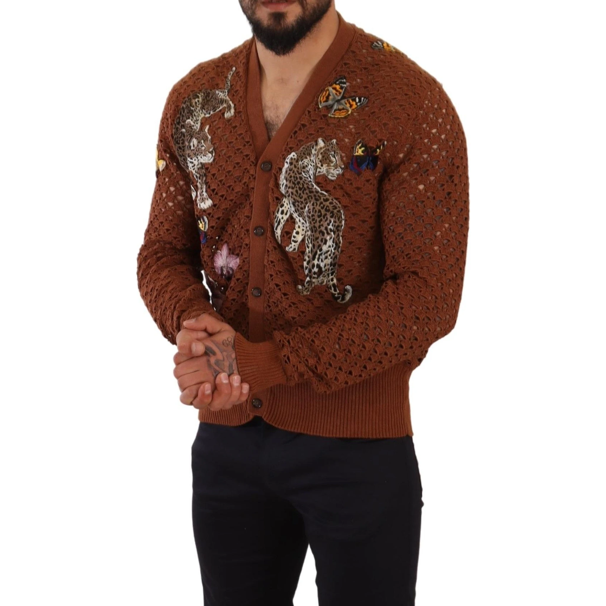 Brown Leopard Butterfly Cardigan Sweater