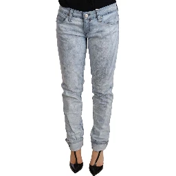 Light Blue Washed Cotton Folded Hem Denim Trouser