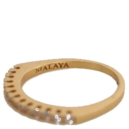 Gold Authentic Womens Clear CZ Gold 925 Silver Ring