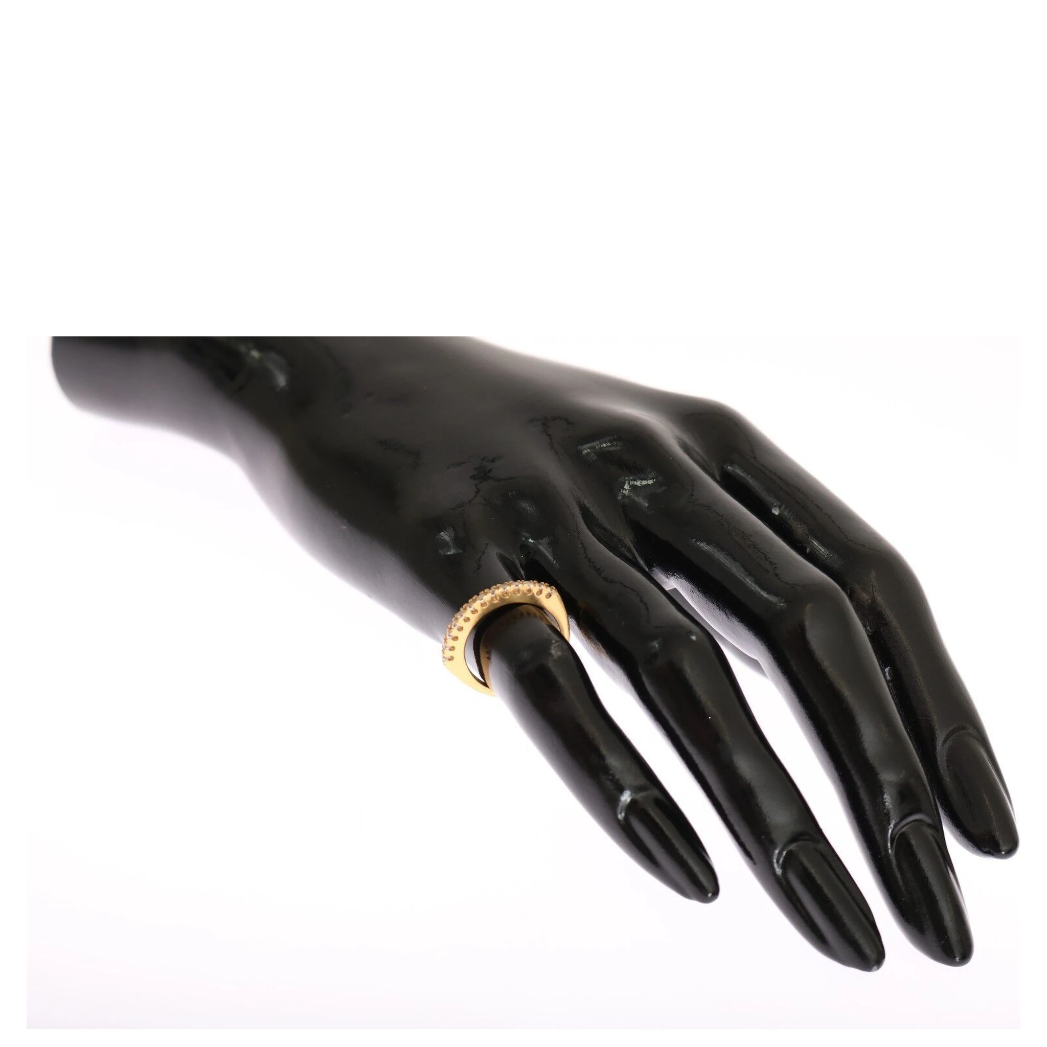 Gold Authentic Womens Clear CZ Gold 925 Silver Ring