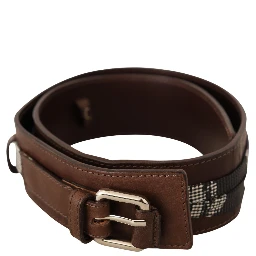 Brown Leather Silver Buckle Belt