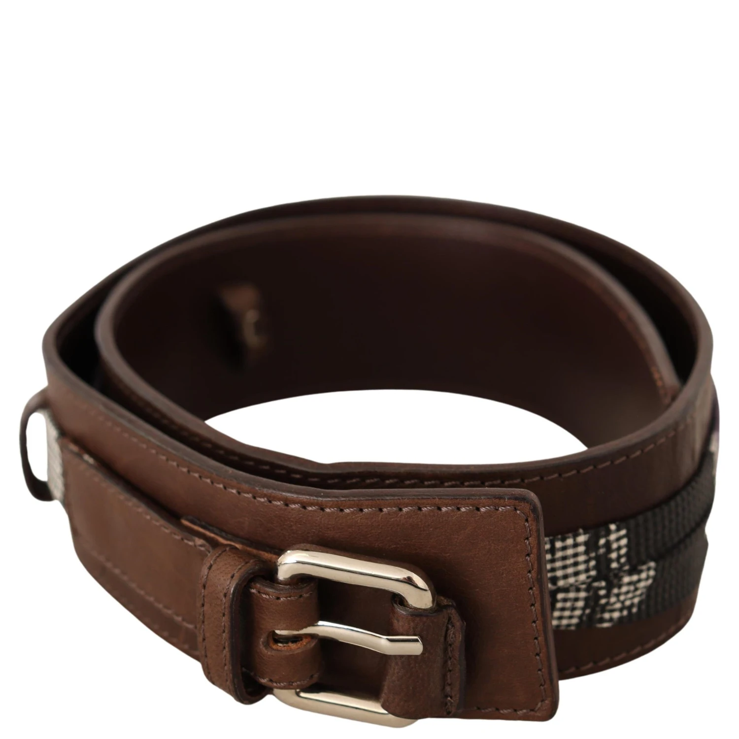 Brown Leather Silver Buckle Belt
