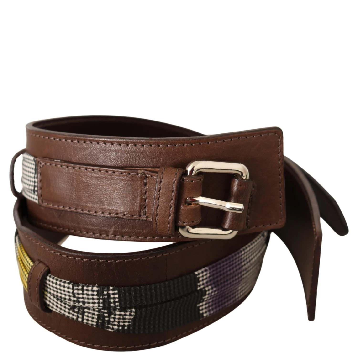 Brown Leather Silver Buckle Belt