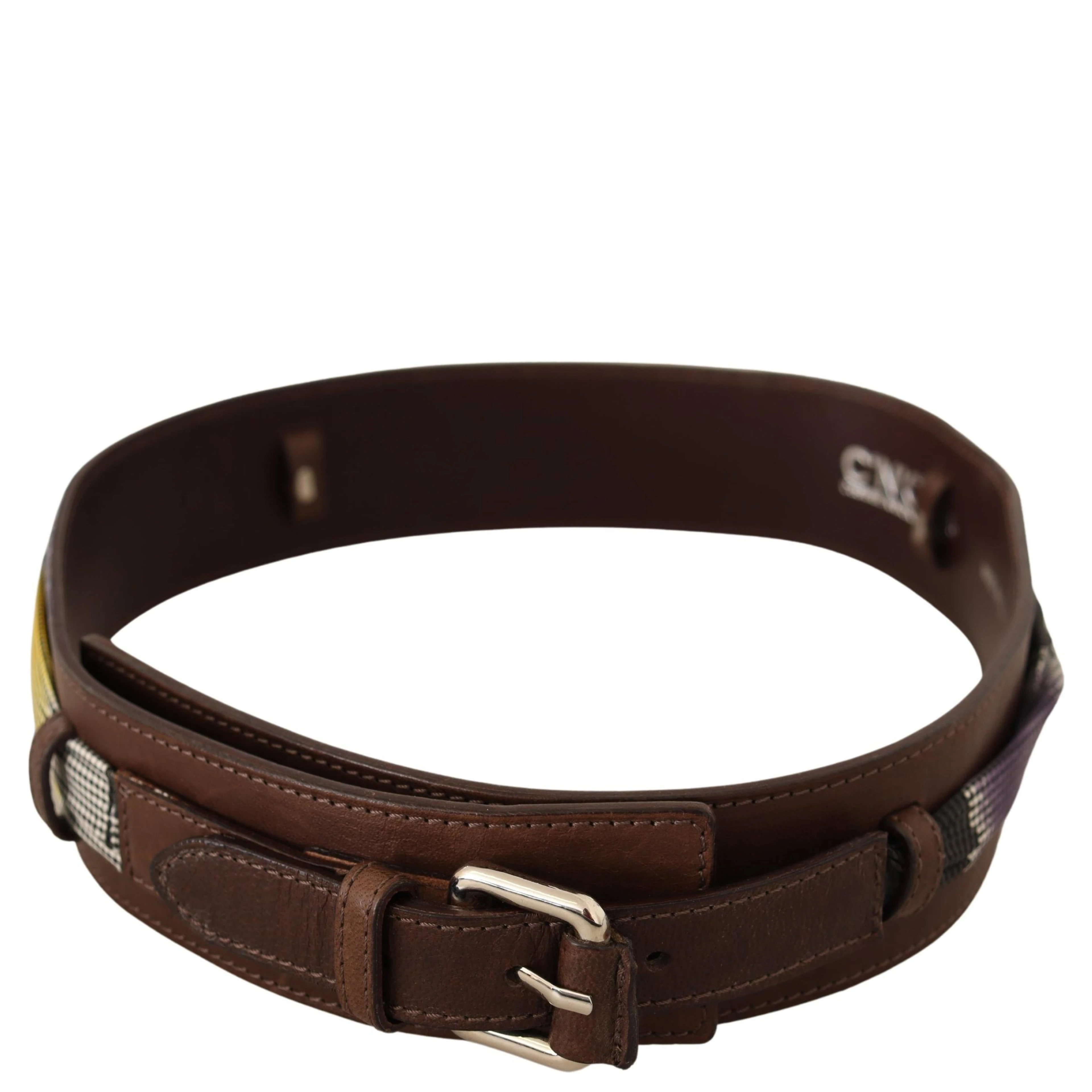 Brown Leather Silver Buckle Belt
