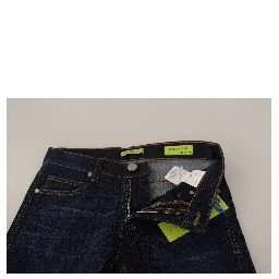 Dark Blue Cotton Low Waist Skinny Denim Jeans