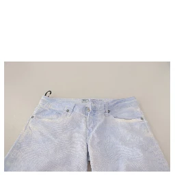 Light Blue Cotton Folded Hem Denim Skinny Women Trouser Jeans