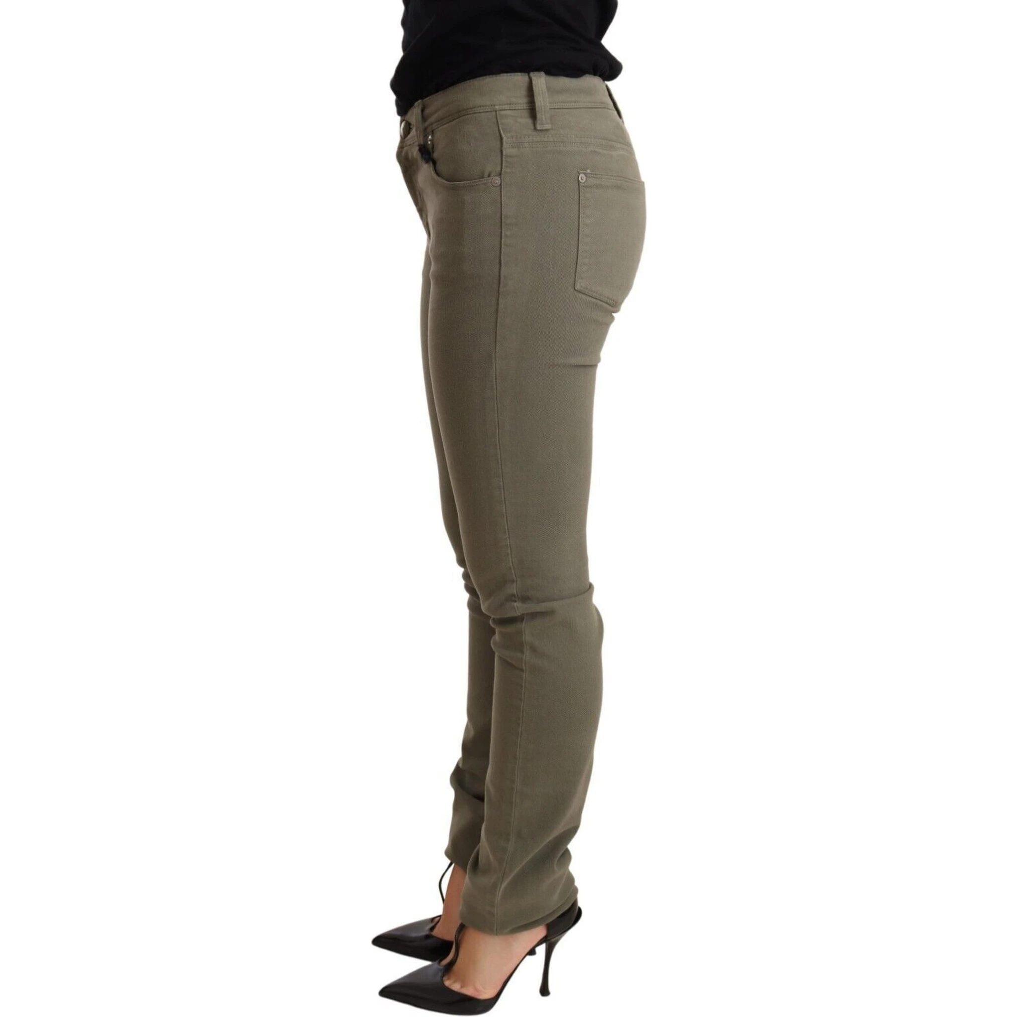 Green Low Waist Skinny Slim Trouser Cotton Jeans
