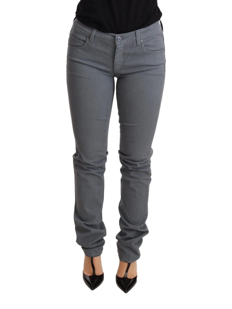 Gray Low Waist Skinny Slim Trouser Cotton Jeans