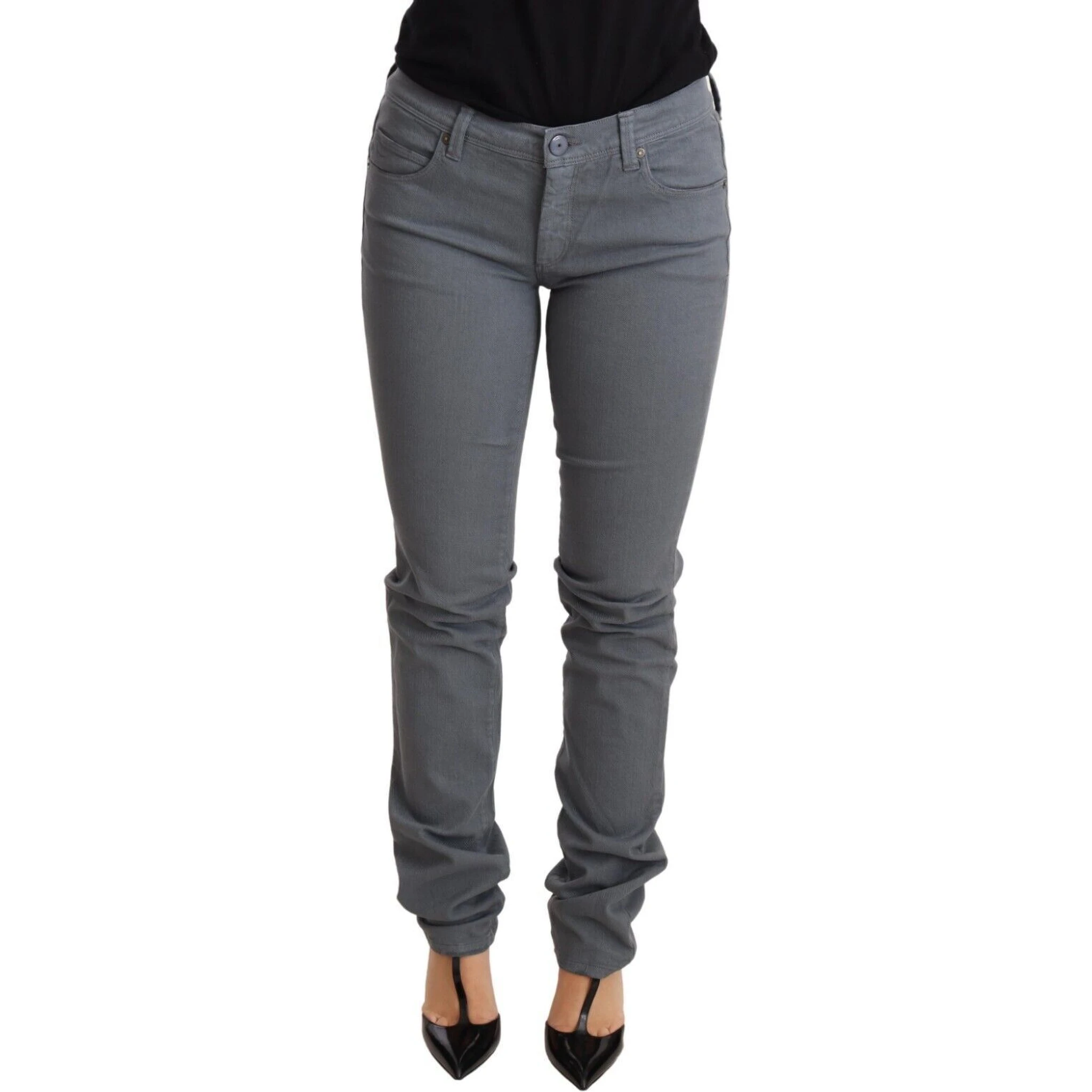 Gray Low Waist Skinny Slim Trouser Cotton Jeans