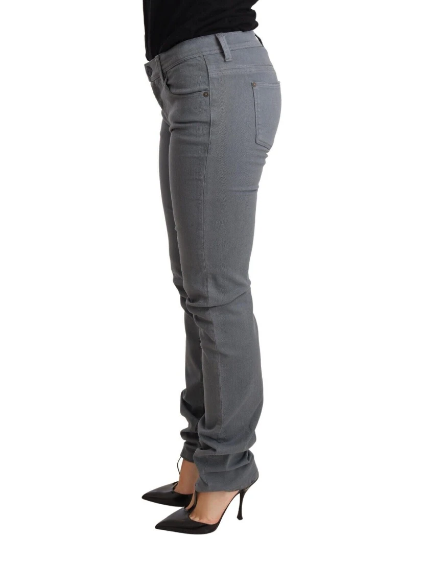 Gray Low Waist Skinny Slim Trouser Cotton Jeans