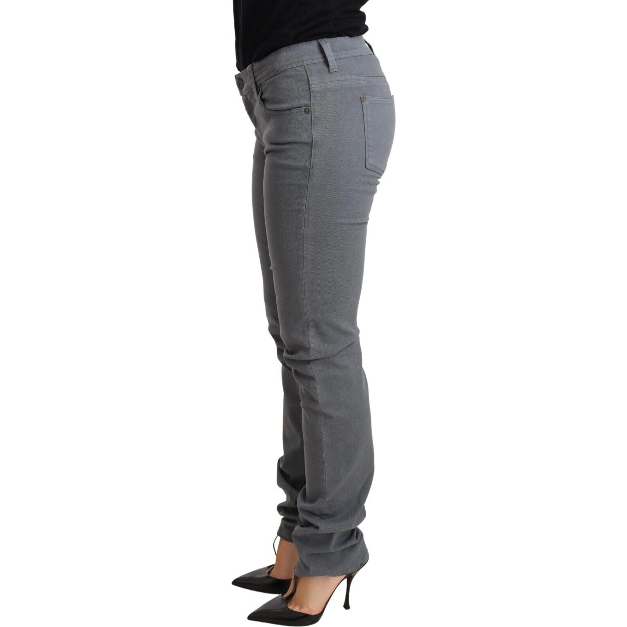 Gray Low Waist Skinny Slim Trouser Cotton Jeans