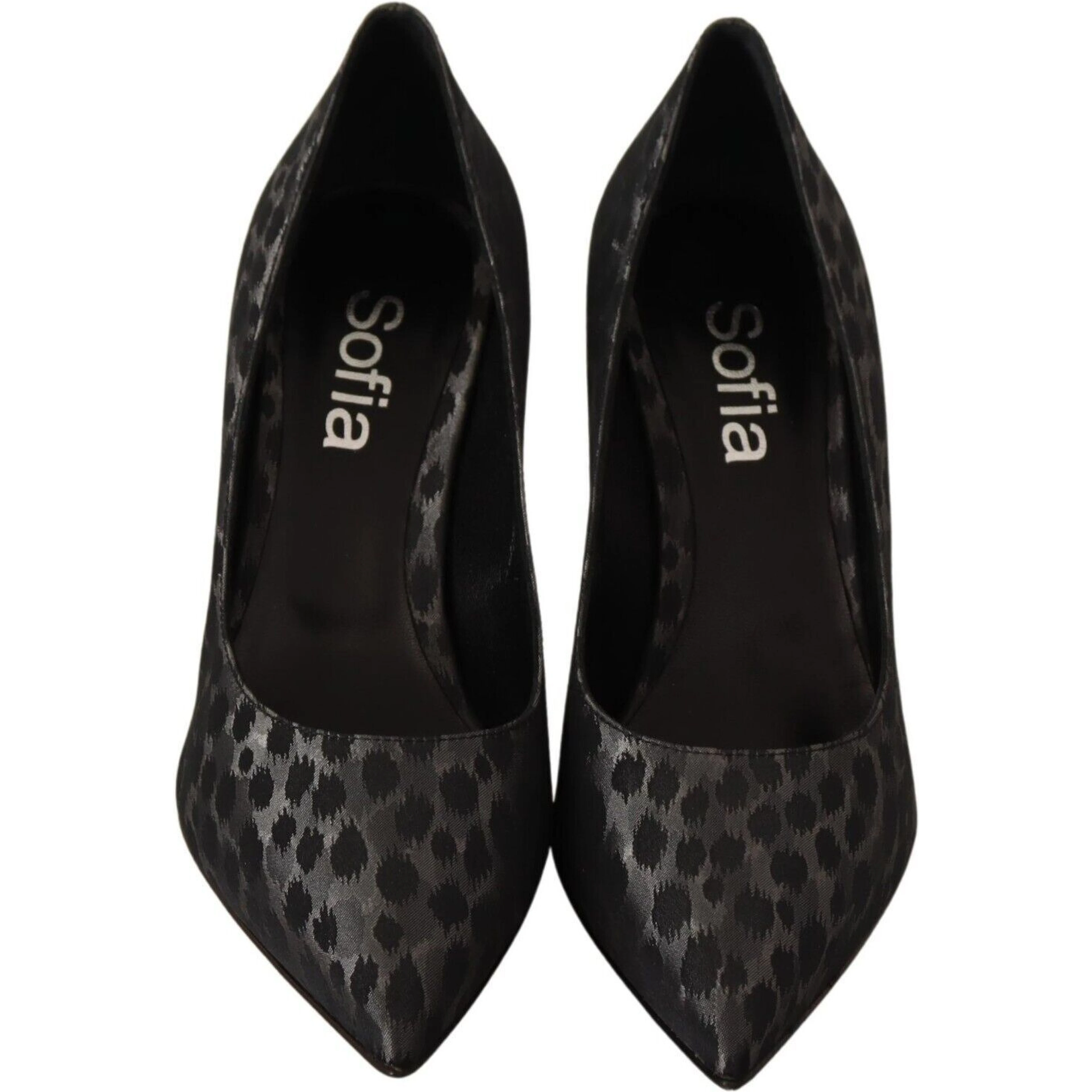 Black Leopard Leather Stiletto High Heels Pumps Shoes