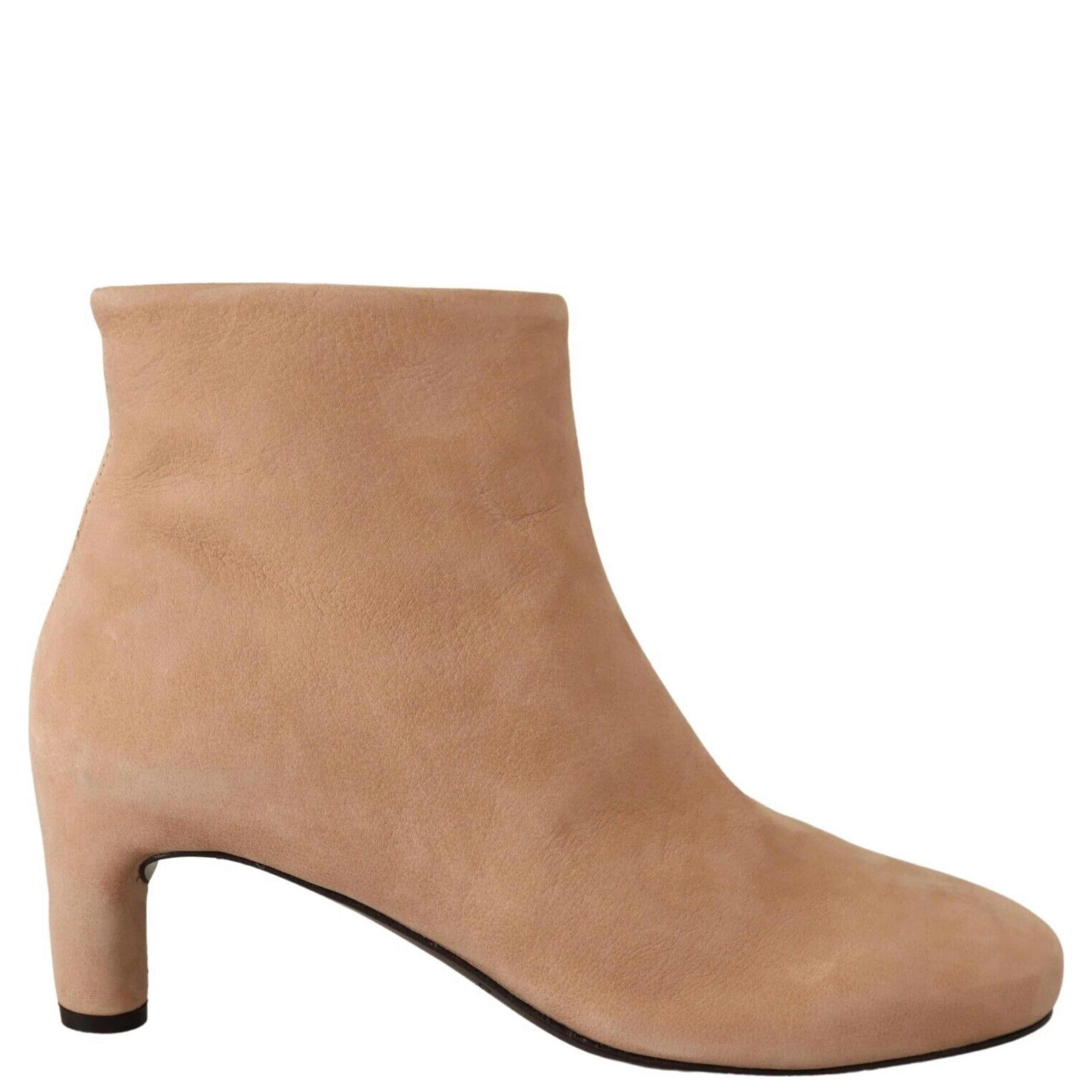 Beige Suede Leather Mid Heels Pumps Boots Shoes