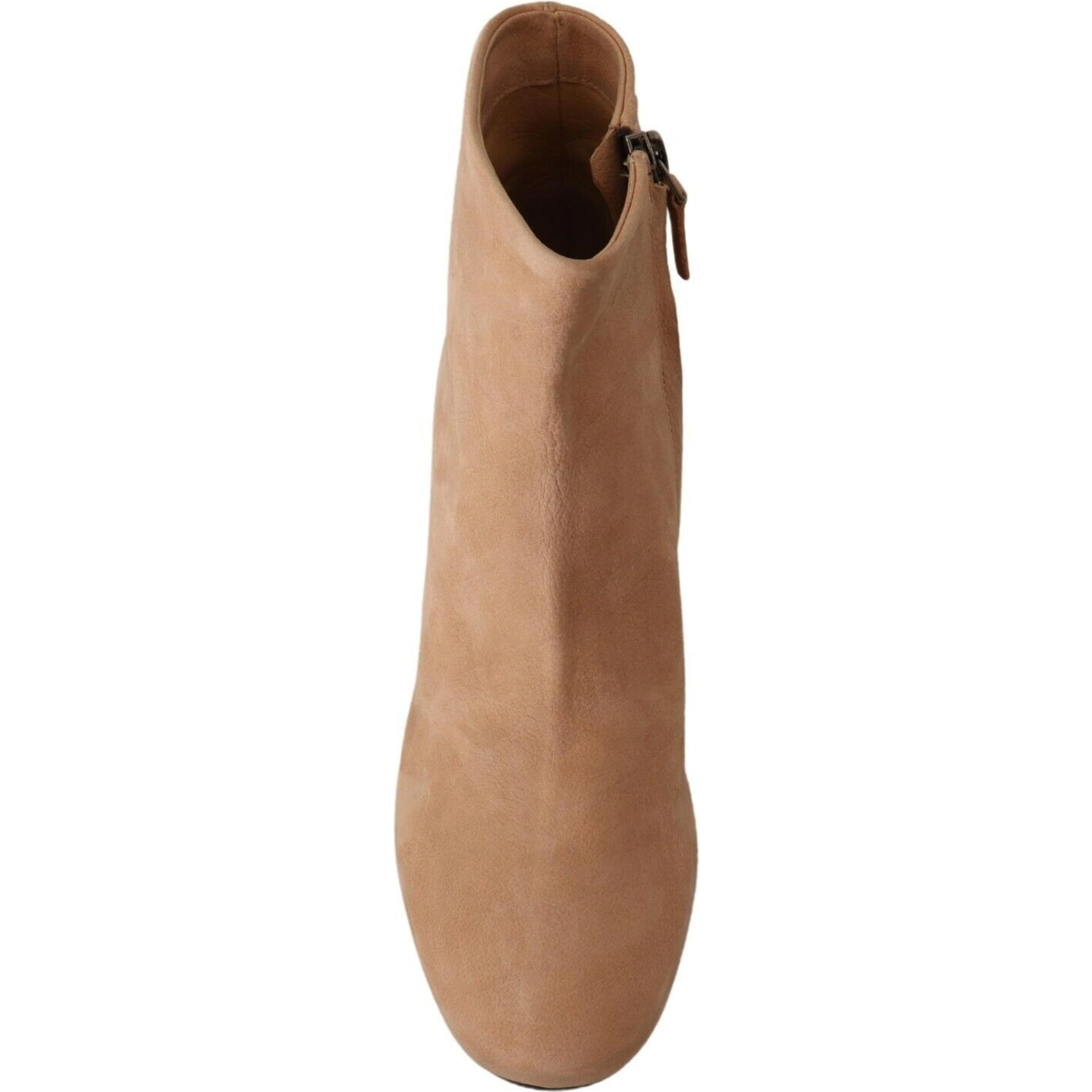 Beige Suede Leather Mid Heels Pumps Boots Shoes