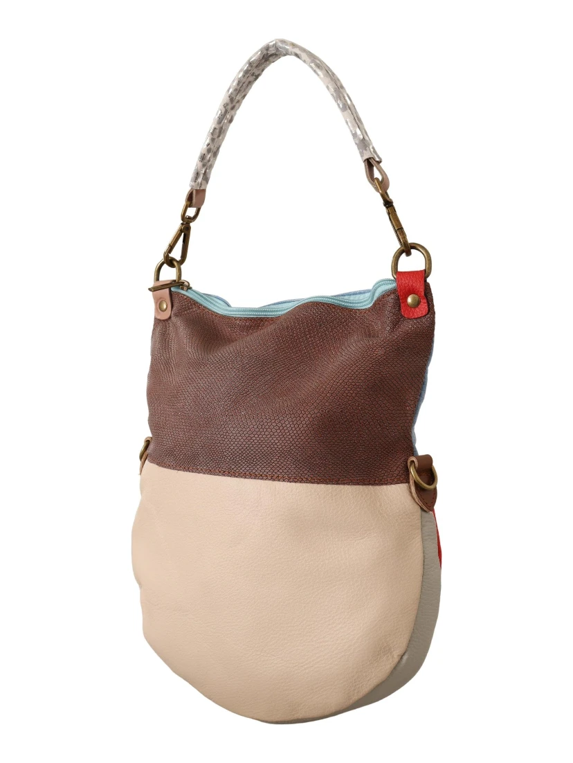 Multicolor Genuine Leather Shoulder Tote Women Handbag