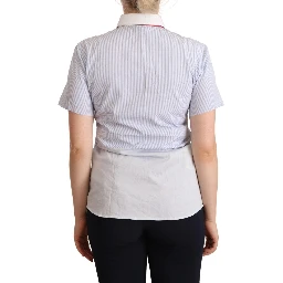 Light Blue Cotton Short Sleeves Collared Polo Top