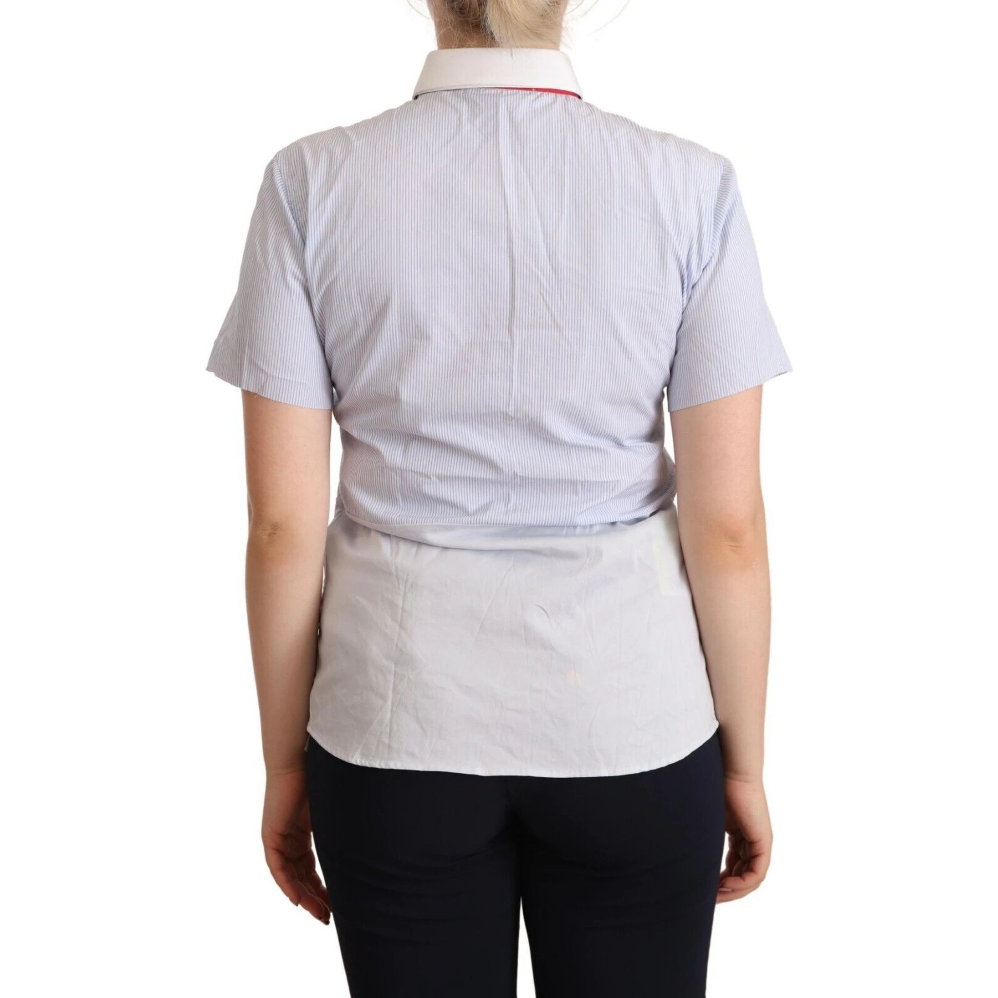 Light Blue Cotton Short Sleeves Collared Polo Top