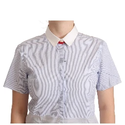 Light Blue Cotton Short Sleeves Collared Polo Top