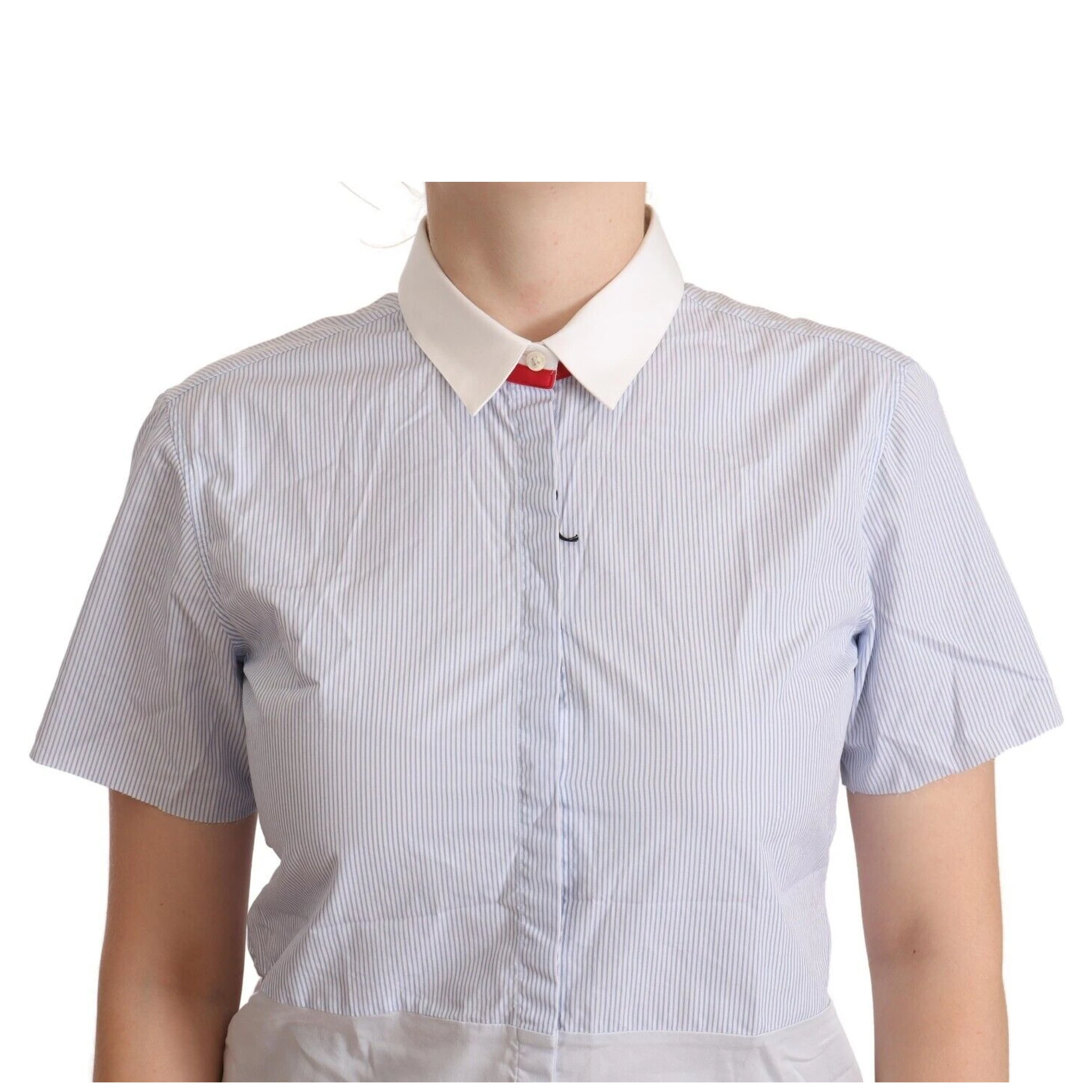 Light Blue Cotton Short Sleeves Collared Polo Top