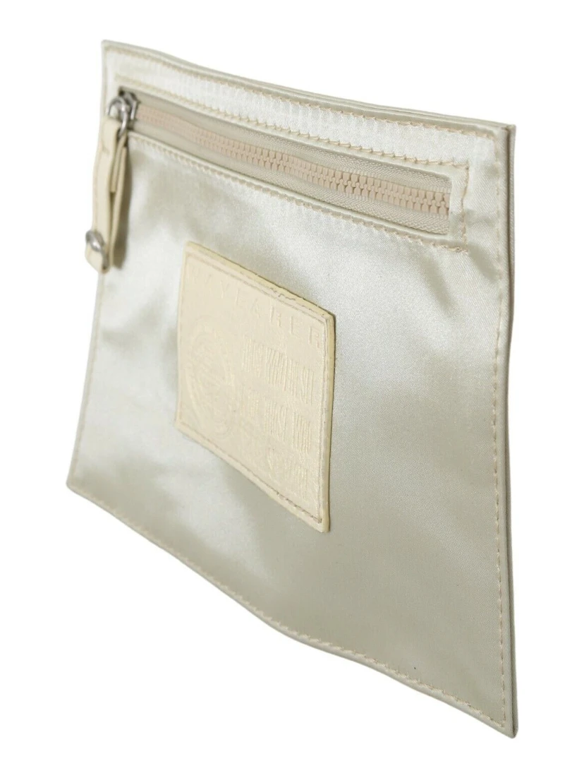 محفظة بيضاء بسحاب لحفظ العملات المعدنية