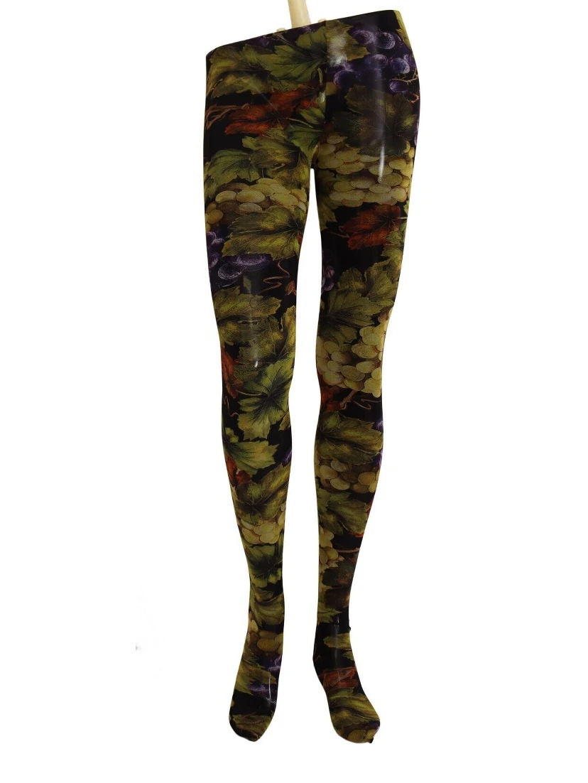 Black Grapes Print Stockings Tights