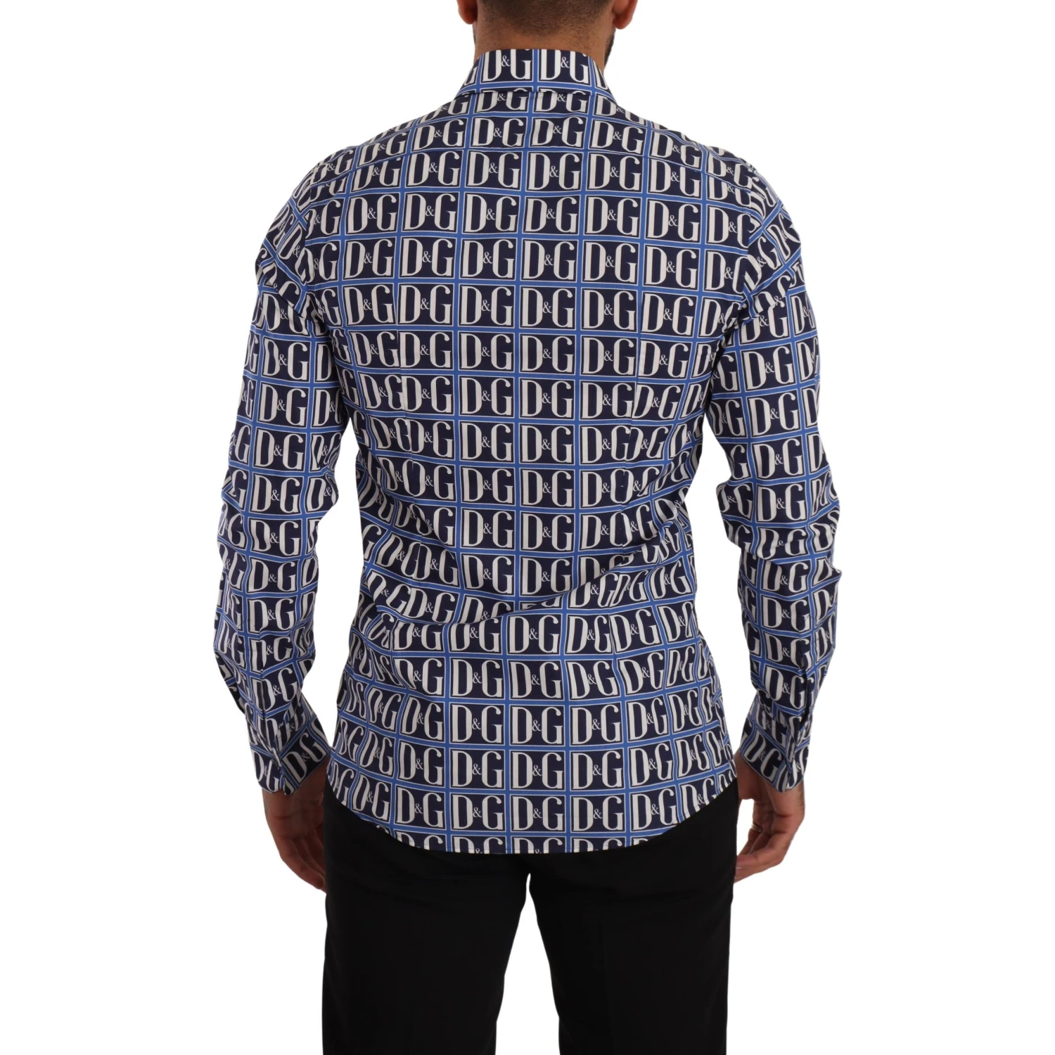 Blue Logo Mania Slim Fit Cotton Shirt