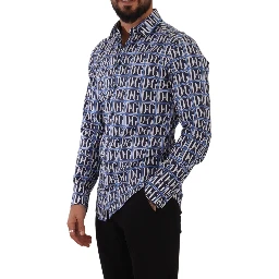 Blue Logo Mania Slim Fit Cotton Shirt