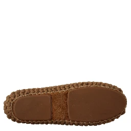 Brown Slip On Ballerina Flats Wool Knit Shoes