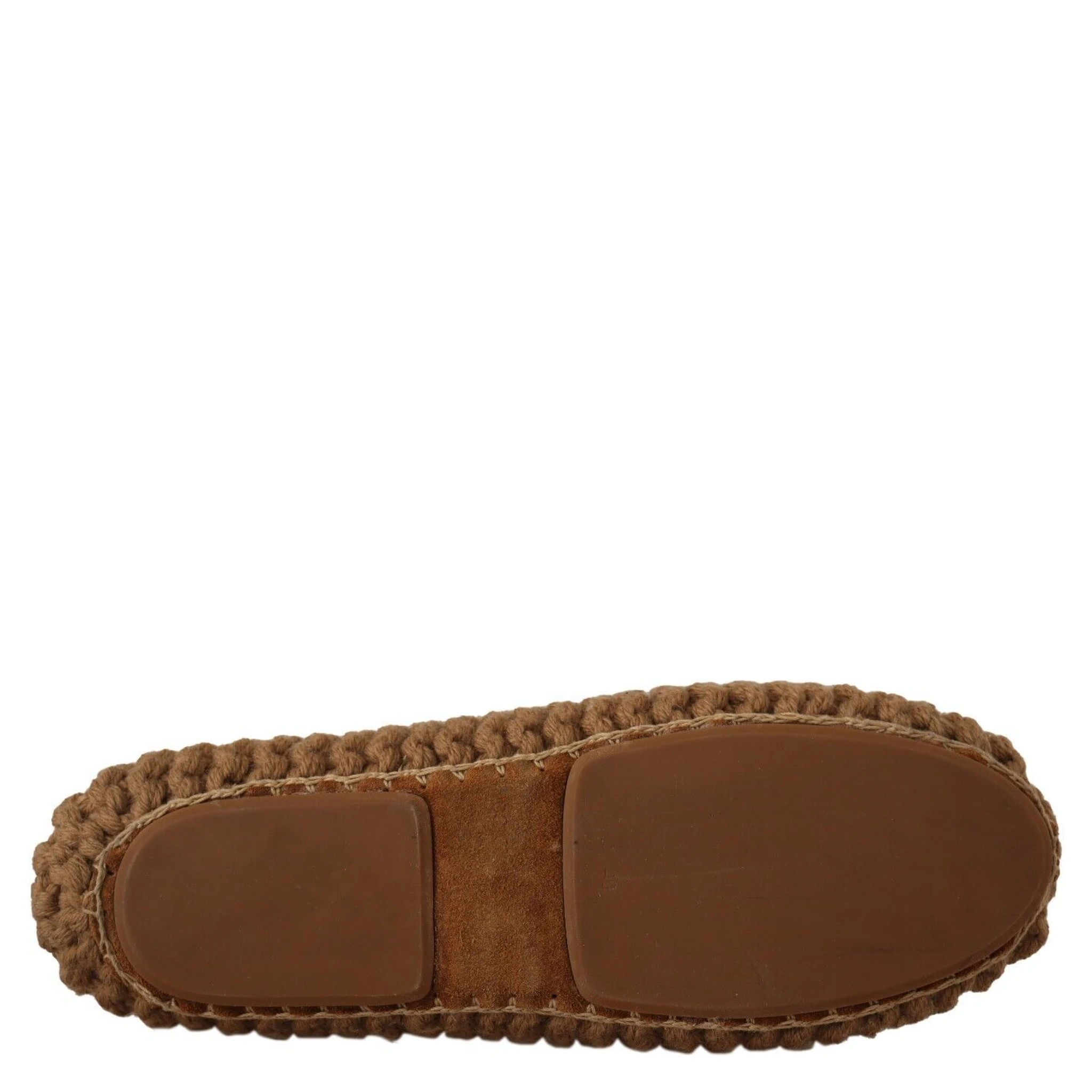 Brown Slip On Ballerina Flats Wool Knit Shoes