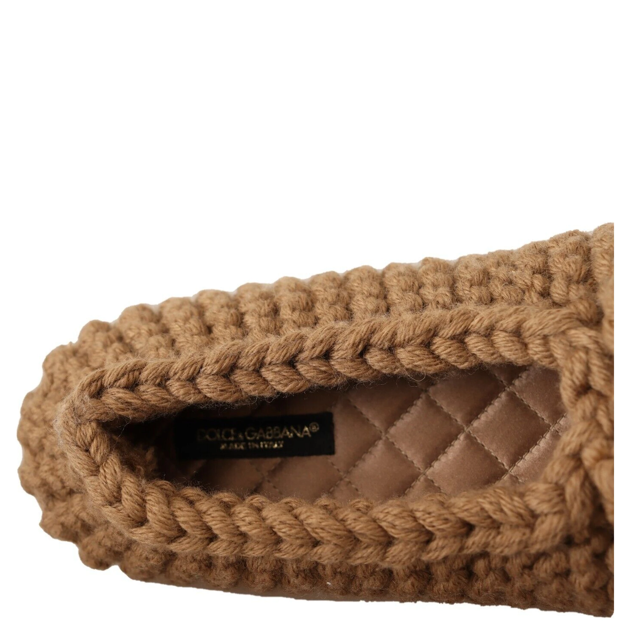 Brown Slip On Ballerina Flats Wool Knit Shoes