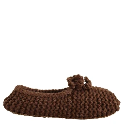 Brown Slip On Ballerina Flats Wool Knit Shoes