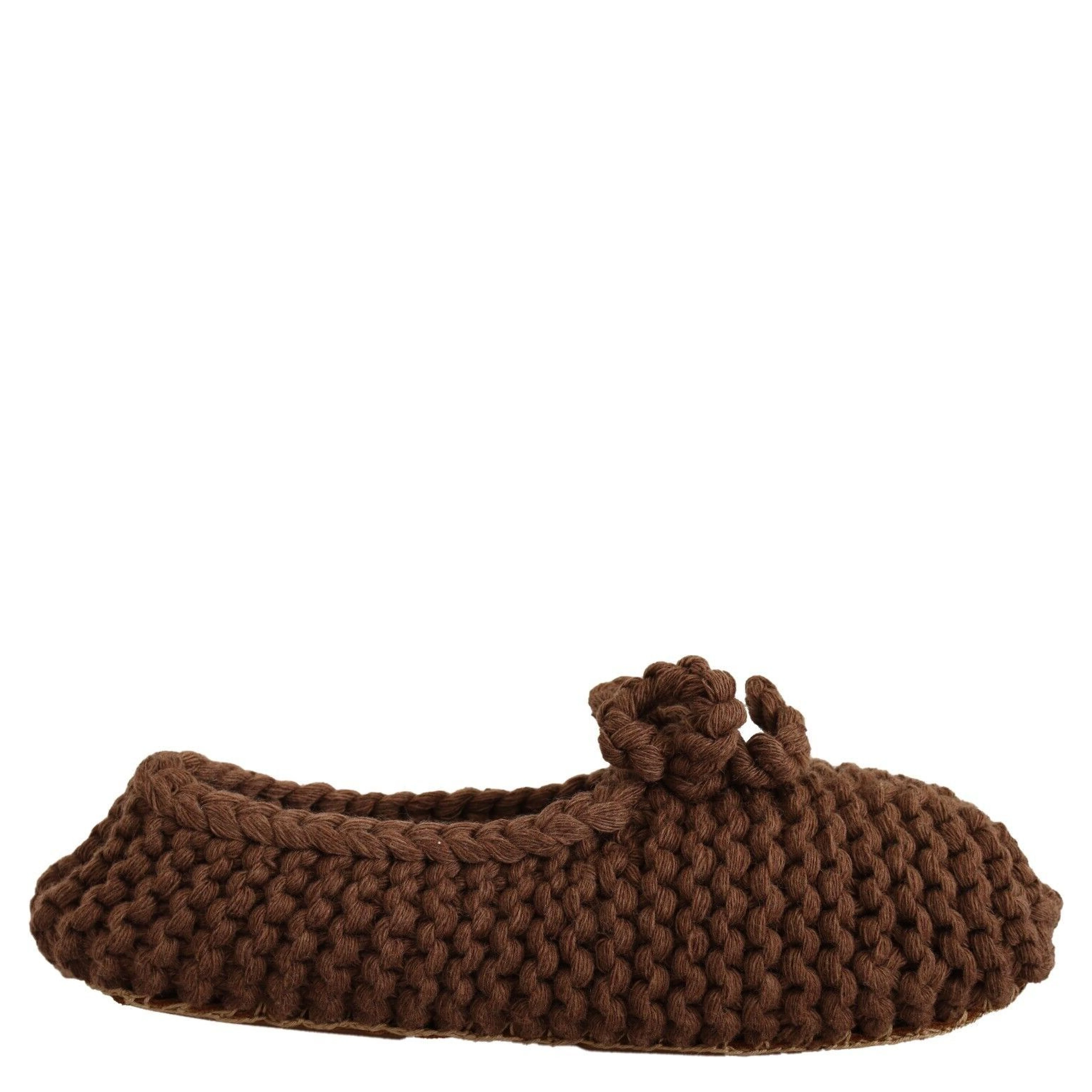 Brown Slip On Ballerina Flats Wool Knit Shoes