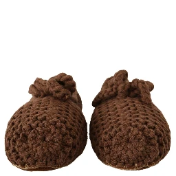 Brown Slip On Ballerina Flats Wool Knit Shoes