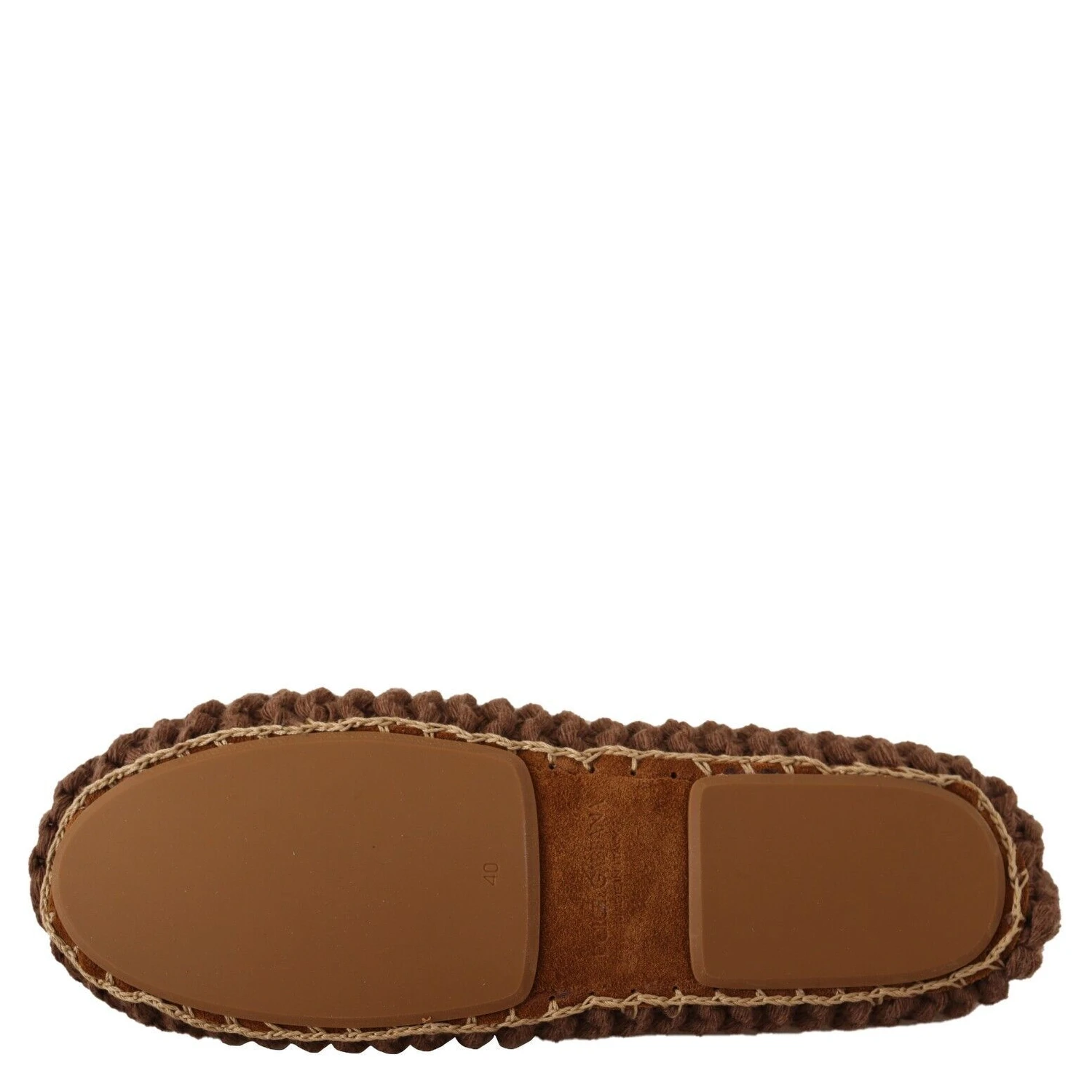 Brown Slip On Ballerina Flats Wool Knit Shoes