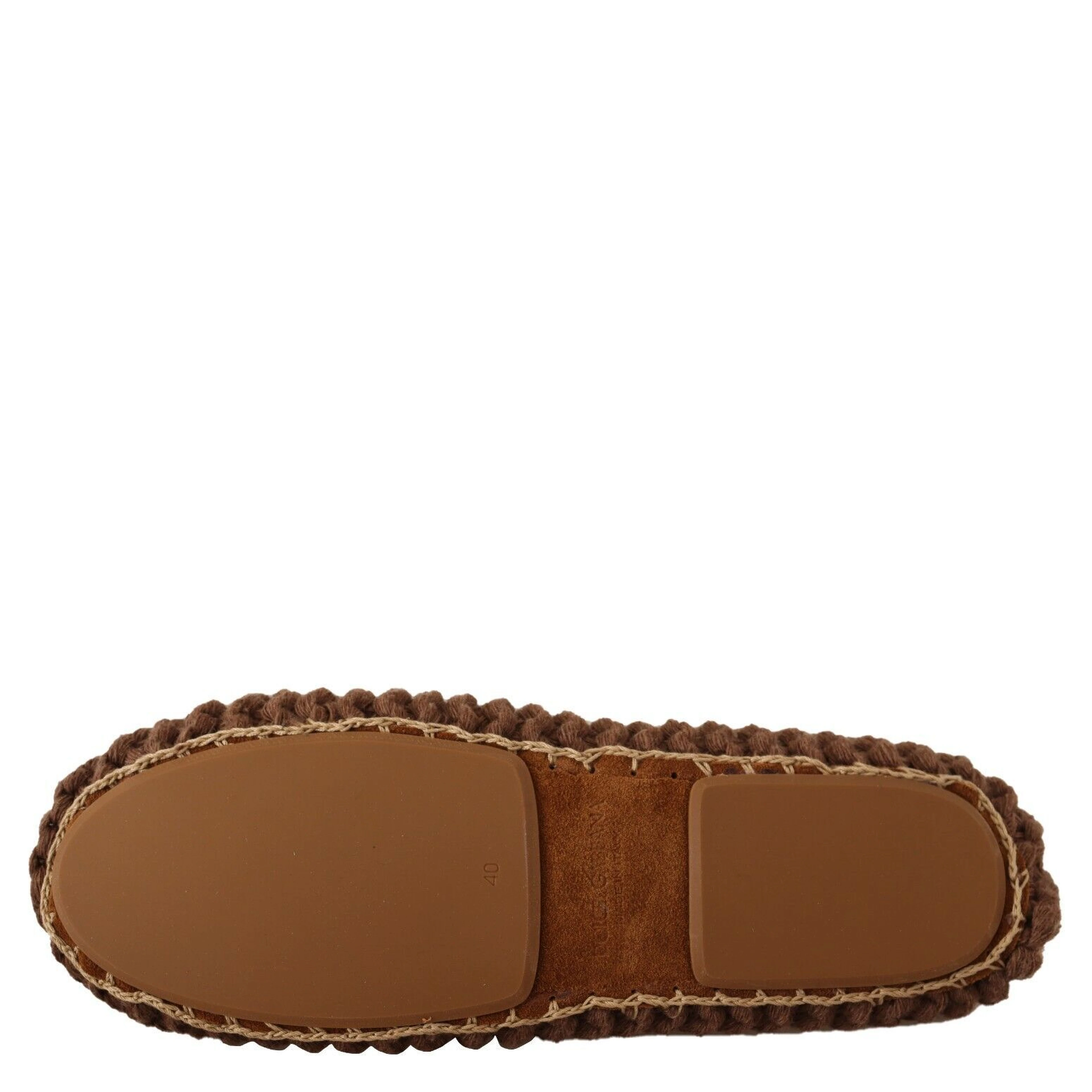 Brown Slip On Ballerina Flats Wool Knit Shoes