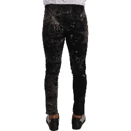 Black Patterned Skinny Slim Fit Jeans