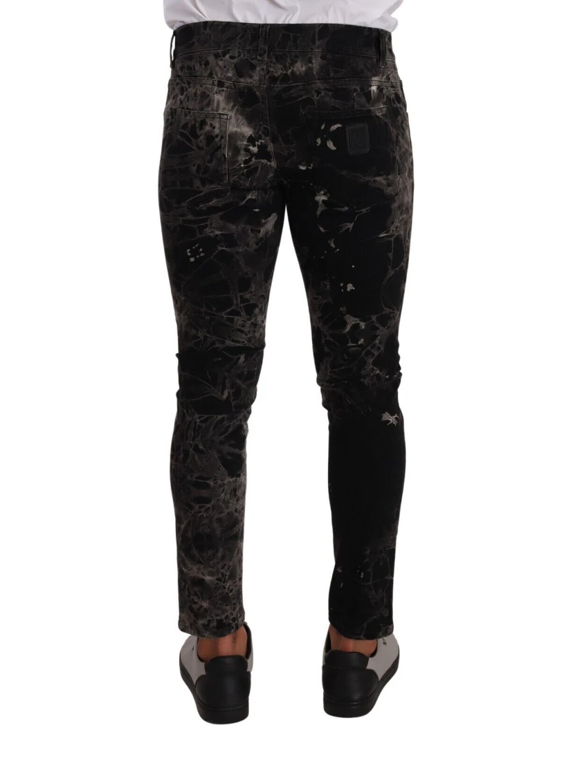 Black Patterned Skinny Slim Fit Jeans