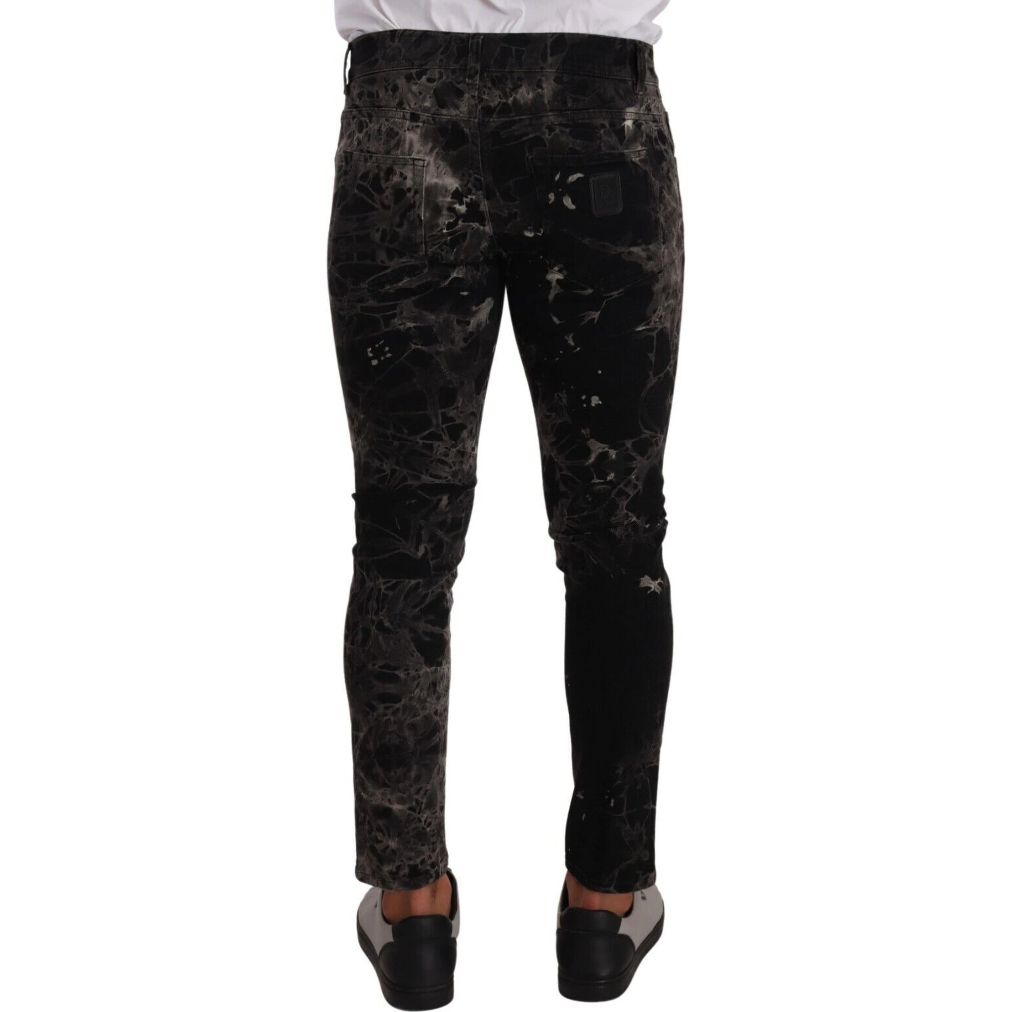 Black Patterned Skinny Slim Fit Jeans