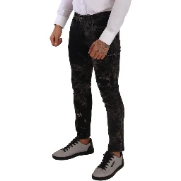 Black Patterned Skinny Slim Fit Jeans