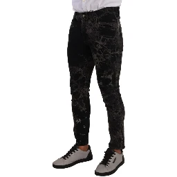 Black Patterned Skinny Slim Fit Jeans