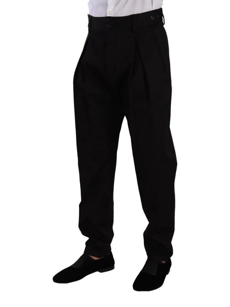 Black Cotton High Waist Men Trouser Dress Pants alternative