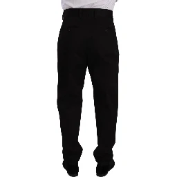 Black Cotton High Waist Men Trouser Dress Pants
