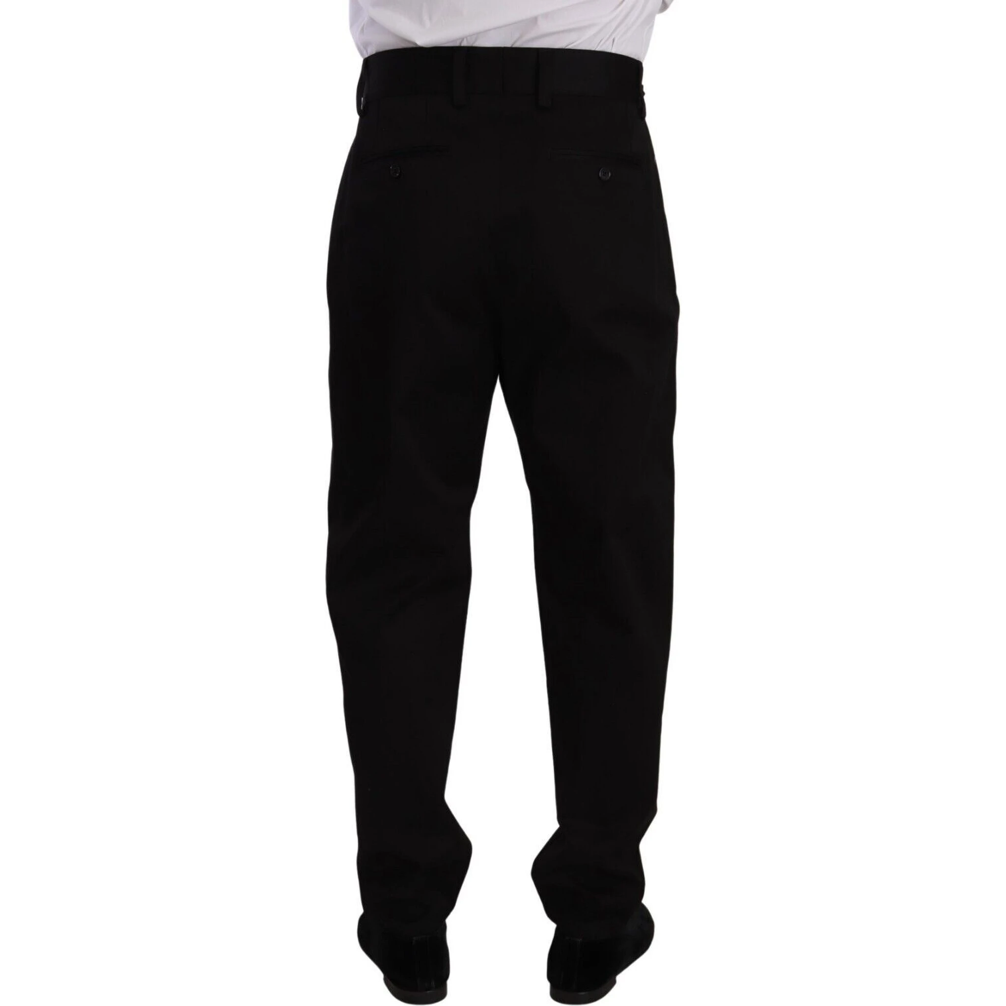 Black Cotton High Waist Men Trouser Dress Pants