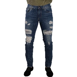 Blue Wash Cotton Stretch Slim Fit Denim Jeans