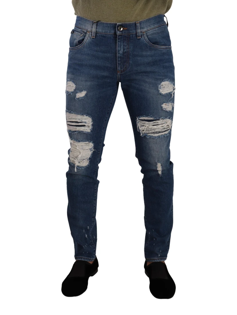 Blue Wash Cotton Stretch Slim Fit Denim Jeans